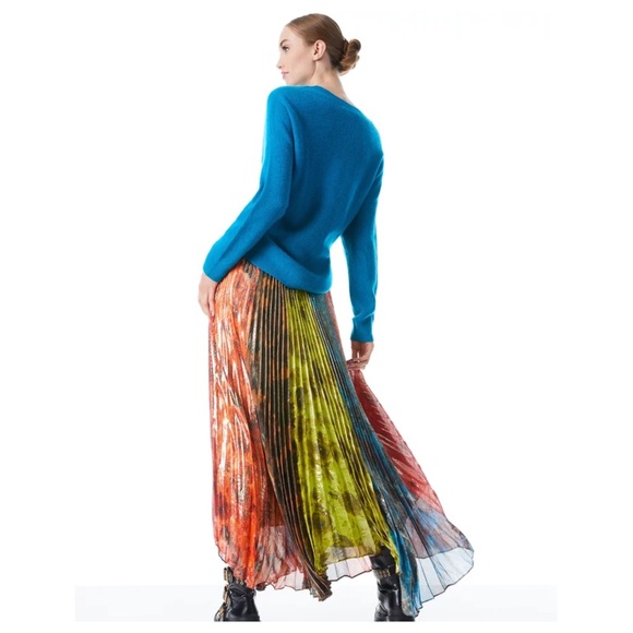 ALICE + OLIVIA Katz Sunburst Pleated Maxi Skirt - Picture 4 of 15